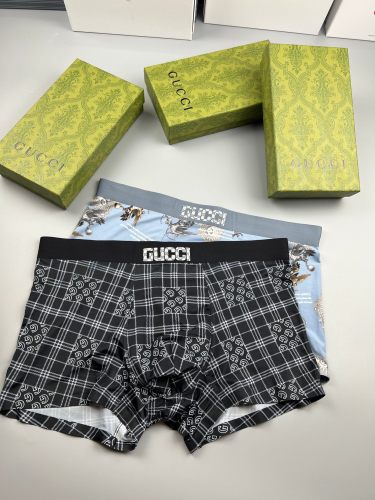 Gucci Men's New Fashion Boxer Briefs Classic Logo Printed Breathable Soft Underwear 3 Pieces/Box