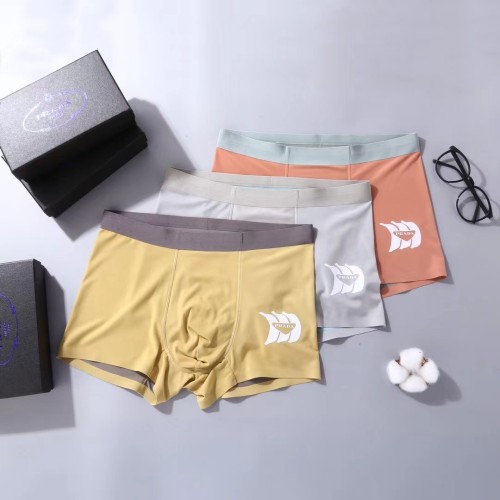 Prada New Fashion Soft Boxer Briefs Men's Breathable Pinted Underwear 3 Pieces/Box