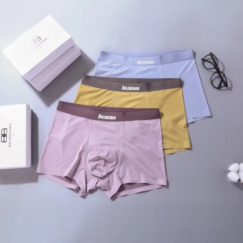 Balenciaga Men's New Fashion Logo Printed Boxer Briefs Breathable Underwear 3 Pieces/Box