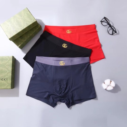 Gucci New Fashion Printed Boxer Briefs Men's Breathable Soft Underwear 3 Pieces/Box