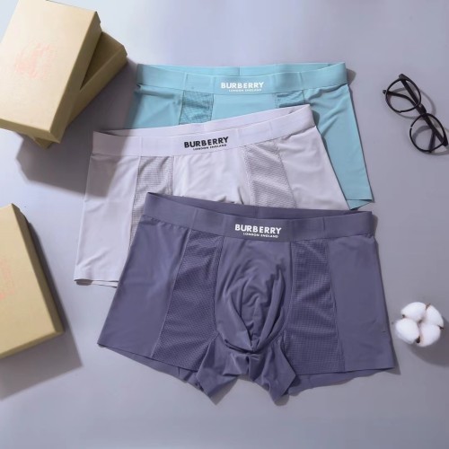 Burberry Fashion Ice Shreds Boxer Briefs Comfortable Breathable Underwear 3 Pieces/Box