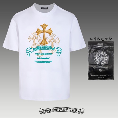 Chrome Hearts Fashion Cross Print Short Sleeve Couple Loose T-shirt