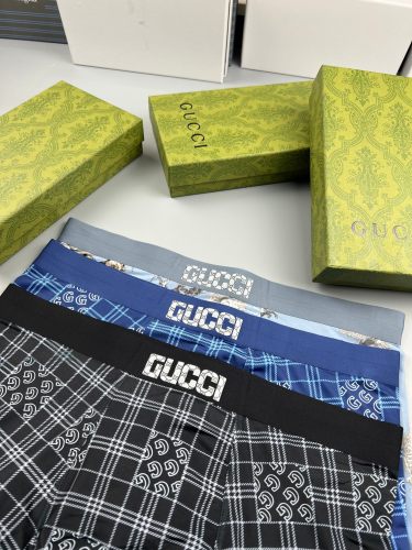 Gucci Men's New Fashion Boxer Briefs Classic Logo Printed Breathable Soft Underwear 3 Pieces/Box