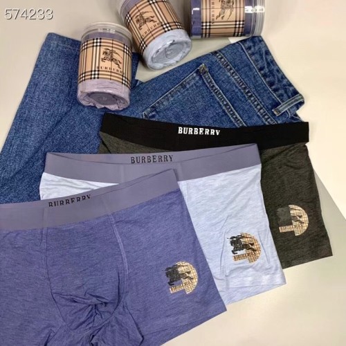 Burberry Men's New Fashion Classic Logo Boxer Briefs Breathable Underwear 3 Pieces/Box