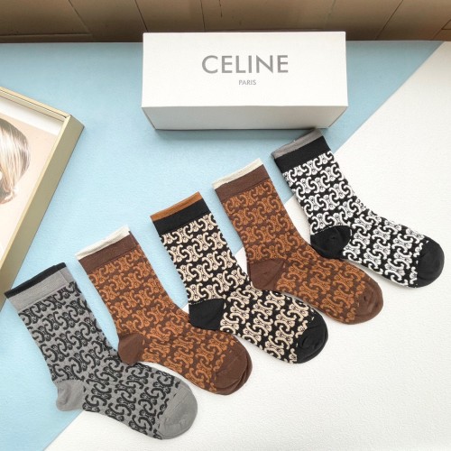 Gucci Fashion Unisex Casual Cotton Socks Classic Full Logo Jacquard Socks 5 Pairs/Box