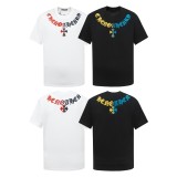 Chrome Hearts Sanskrit Gradient Toothbrush Embroidered T-shirt Unisex Casual Oversize Short Sleeve