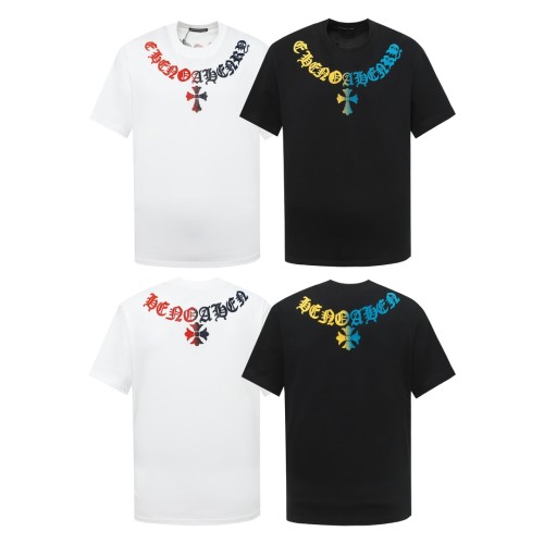 Chrome Hearts Sanskrit Gradient Toothbrush Embroidered T-shirt Unisex Casual Oversize Short Sleeve