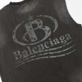 Balenciaga Street Fuzzy Logo Printed Tank Top Couple Retro Versatile Tank Top