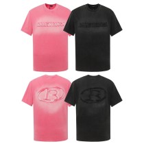 Balenciaga Street Fashion Embroidery Sticker Logo Short sleeved Couple Washed Casual T-shirt