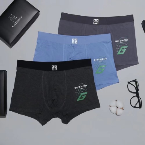 Givenchy Fashion Boutique Boxed Men's Underwear Breathable Soft Boxer Briefs 3 Pieces/Box