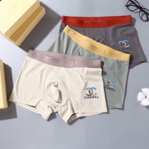 Chanel New Fashion Breathable Boxer Briefs Men's Logo Printed Classic Underwear 3 Pieces/Box