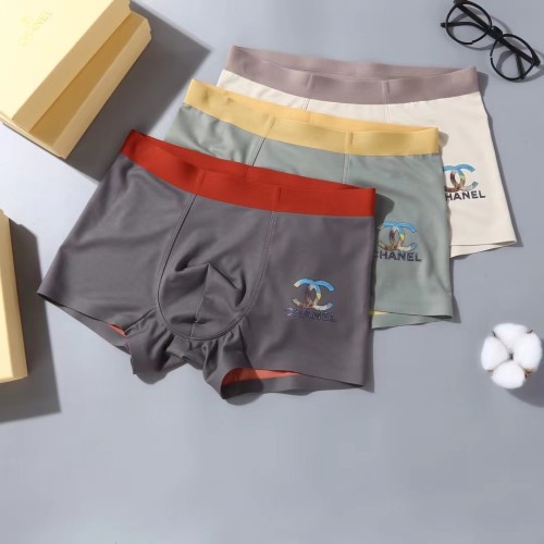 Chanel Men's New Fashion Breathable Boxer Briefs Logo Printed Classic Underwear 3 Pieces/Box