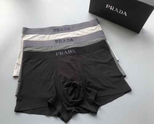 Prada New Fashion Boxer Briefs Breathable Sports Underwear 3 Pieces/Box