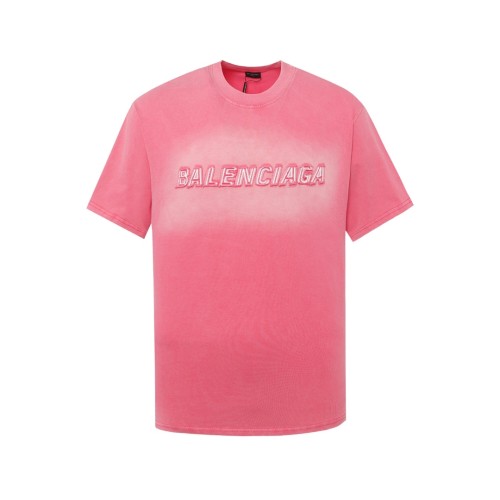 Balenciaga Street Fashion Embroidery Sticker Logo Short sleeved Couple Washed Casual T-shirt