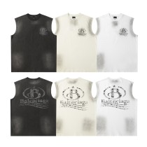 Balenciaga Street Fuzzy Logo Printed Tank Top Couple Retro Versatile Tank Top