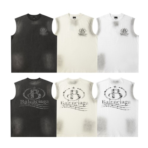 Balenciaga Street Fuzzy Logo Printed Tank Top Couple Retro Versatile Tank Top