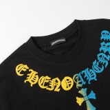 Chrome Hearts Sanskrit Gradient Toothbrush Embroidered T-shirt Unisex Casual Oversize Short Sleeve