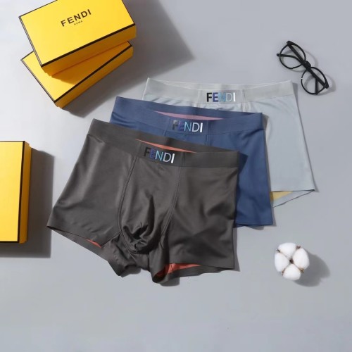 Fendi Men's New Fashion Boxer Briefs Breathable Letters Printed Underwear 3 Pieces/Box