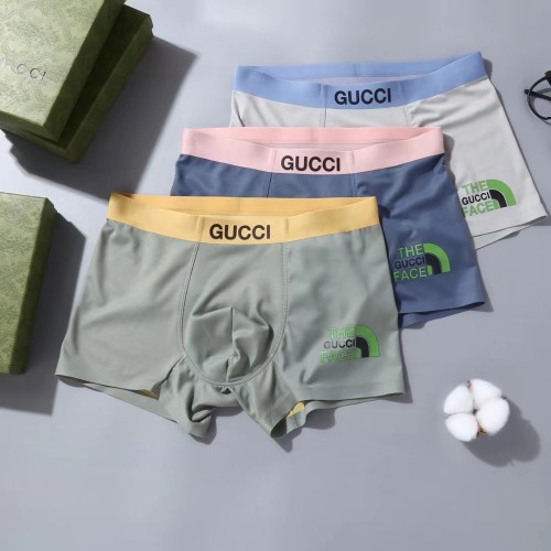 Gucci Men's New Fashion Classic Boxer Briefs Breathable Soft Underwear 3 Pieces/Box