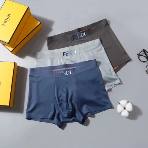 Fendi Men's New Fashion Boxer Briefs Breathable Letters Printed Underwear 3 Pieces/Box