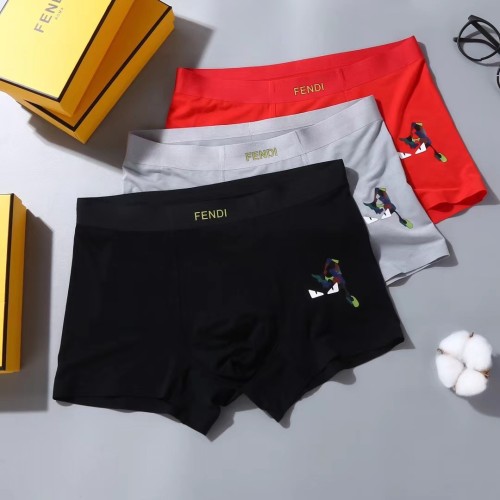 Fendi Men's New Fashion Boxer Briefs Breathable Logo Printed Underwear 3 Pieces/Box