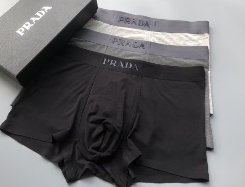 Prada New Fashion Boxer Briefs Breathable Sports Underwear 3 Pieces/Box