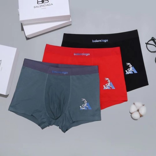 Balenciaga Men's New Fashion Ice shreds Boxer Briefs Soft Breathable Underwear 3 Pieces/Box