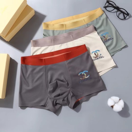 Chanel Men's New Fashion Breathable Boxer Briefs Logo Printed Classic Underwear 3 Pieces/Box