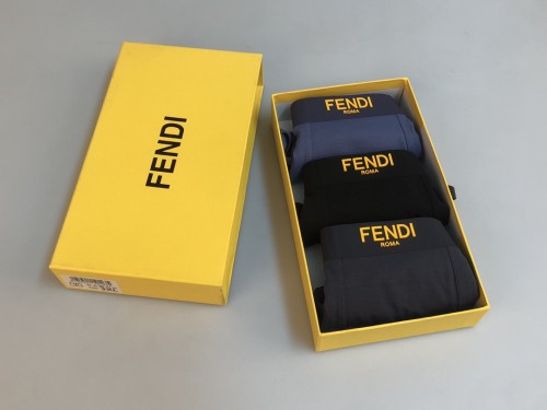 Fendi New Fashion Classic Boxer Briefs Men's Breathable Soft Underwear 3 Pieces/Box