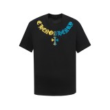 Chrome Hearts Sanskrit Gradient Toothbrush Embroidered T-shirt Unisex Casual Oversize Short Sleeve