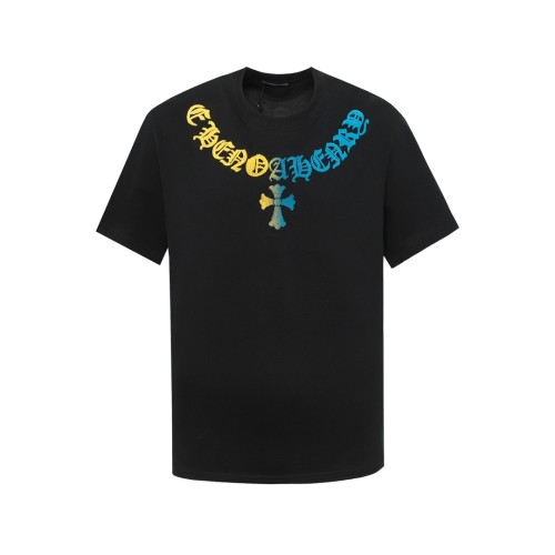 Chrome Hearts Sanskrit Gradient Toothbrush Embroidered T-shirt Unisex Casual Oversize Short Sleeve