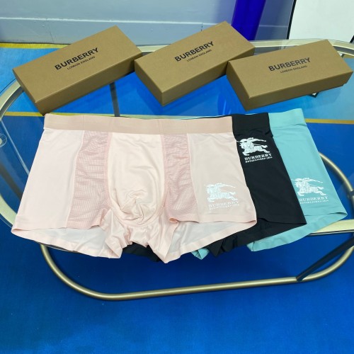 Burberry New Fashion Men's Ice Shreds Boxer Briefs Breathable Soft Underwear 3 Pieces/Box