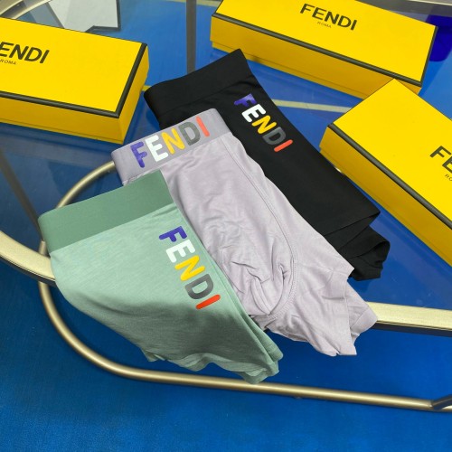 Fendi Fashion Men's Lightweight Breathable Boxer Briefs Cotton Underwear 3 Pieces/Box