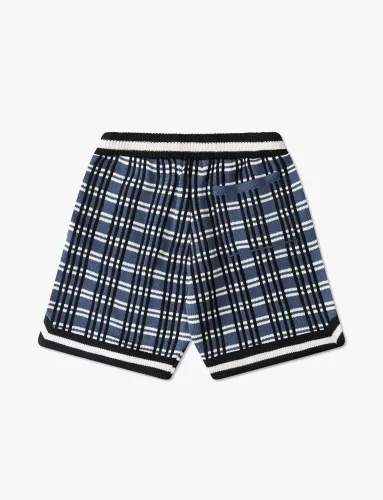 Rhude Plaid Jacquard Splicing Drawstring Shorts Unisex Vintage Wool Knitted Street Shorts