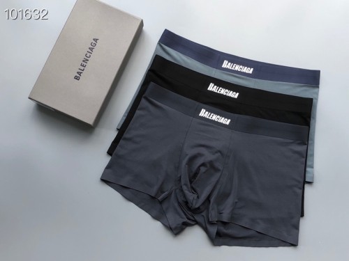 Balenciaga New Fashion Men's Classic Logo Printed Boxer Briefs Breathable Underwear 3 Pieces/Box