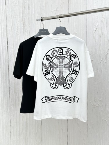 Chrome Hearts Hot Diamond Flocking Print T-shirt Couple Street Casual Short Sleeves