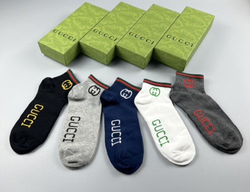 Gucci Fashion Logo Letters Cotton Socks Unisex Casual Sport Socks 5 Pairs/Box