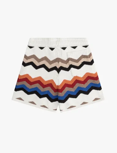 Rhude Colorful Blocking Drawstring Shorts Unisex Vintage Wool Knitted Street Shorts