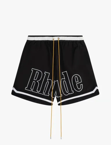 Rhude Letter Logo Splicing Webbing Drawstring Shorts Unisex Casual Street Sports Shorts
