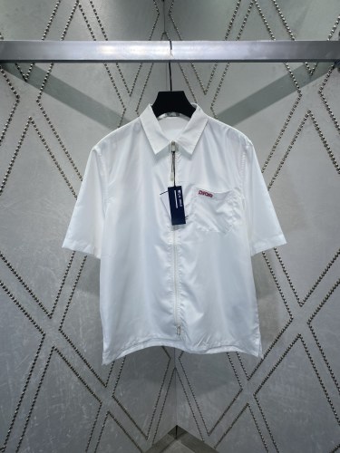 Dior Fashion New Embroidered Logo Short Sleeve Zipper Shirt