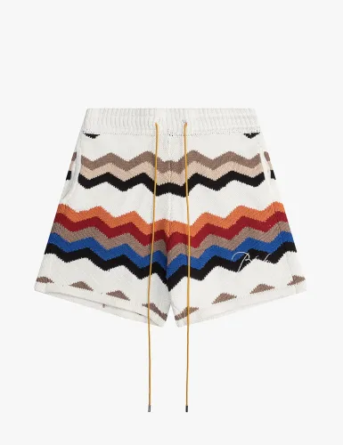 Rhude Colorful Blocking Drawstring Shorts Unisex Vintage Wool Knitted Street Shorts