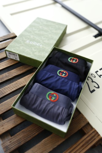 Gucci New Fashion Classic Logo Men's Boxer Briefs Breathable Soft Underwear 3 Pieces/Box