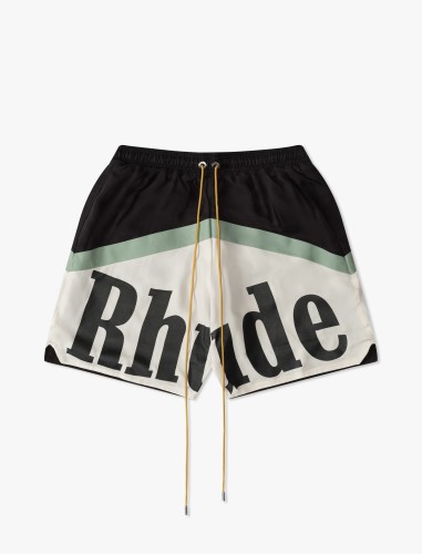 Rhude Letter Logo Splicing Drawstring Shorts Unisex Casual Street Sports Shorts