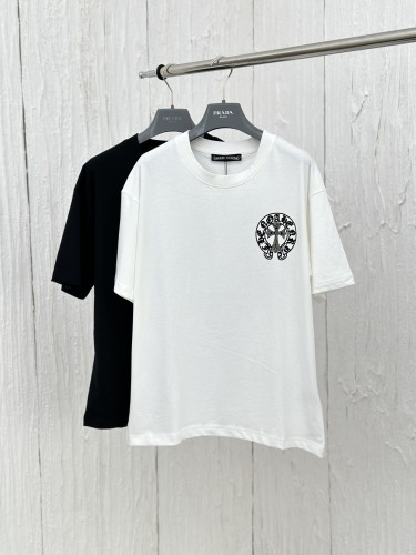 Chrome Hearts Hot Diamond Flocking Print T-shirt Couple Street Casual Short Sleeves