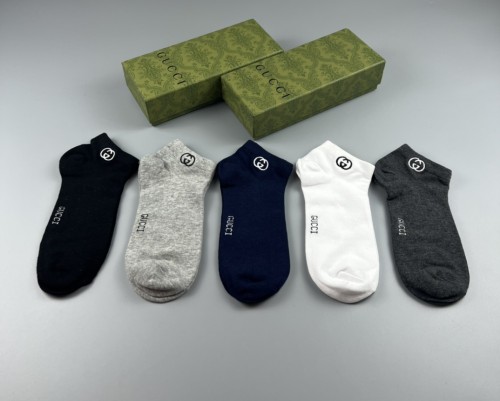 Gucci Unisex New Fashion Cotton Socks Casual Sports Breathable Socks 5 Pairs/Box
