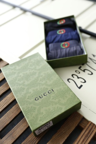 Gucci New Fashion Classic Logo Men's Boxer Briefs Breathable Soft Underwear 3 Pieces/Box