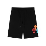 Chrome Hearts Fashion Leather Colorful Cross Loose Shorts Couple Drawstring Washed Casual Shorts