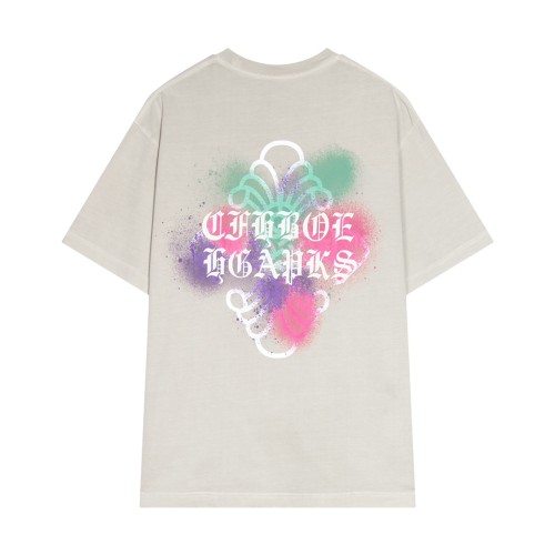 Chrome Hearts New Graffiti Cross Print Short Sleeve Couple Casual T-shirt