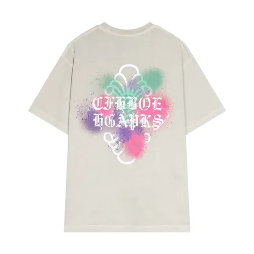 Chrome Hearts New Graffiti Cross Print Short Sleeve Couple Casual T-shirt