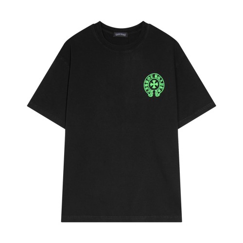 Chrome Hearts New Horseshoe Graffiti Cross Print Short Sleeve Couple Casual Washed T-shirt